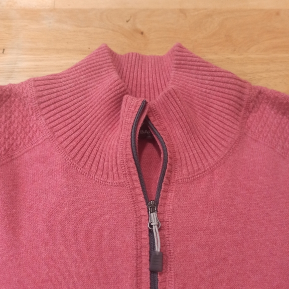 .Eddie Bauer Sweater Mens L Soft Red Quarter Zip Cable Knit Pullover Preppy - Picture 10 of 16